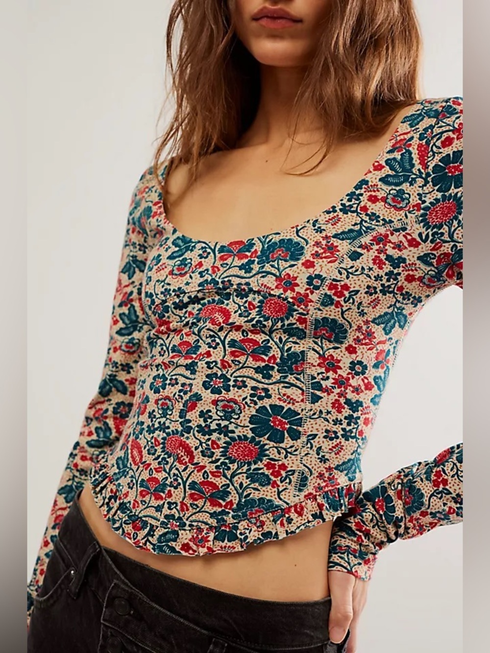 Free People Melanie Long Sleeve Top Medium